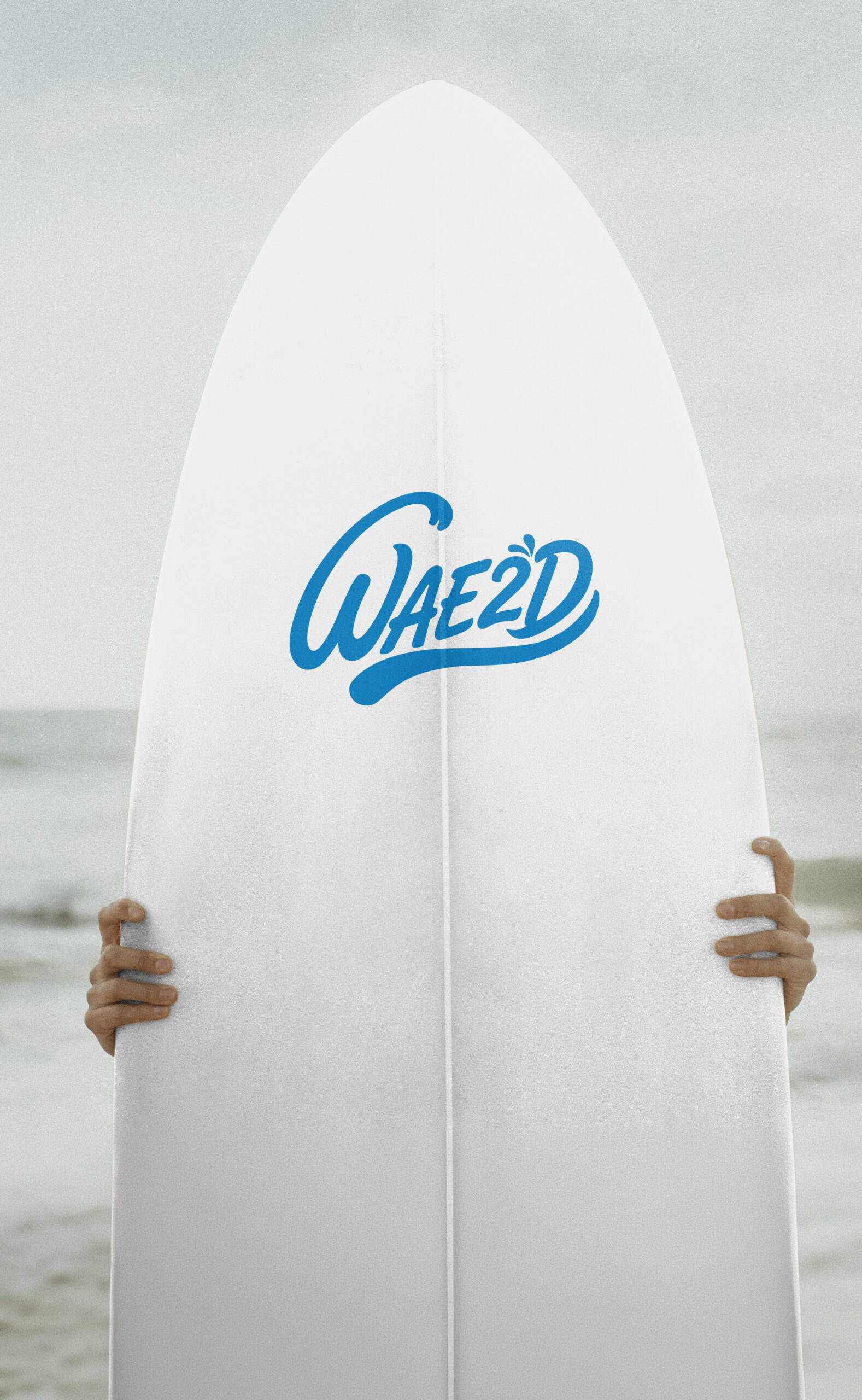 surfer holding a surfboard mockup